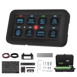 8-Gang LED Switch Panel with Circuit Protection